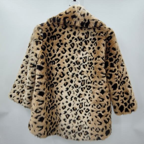 HP Billabong Vintage Faux Fur Animal Print Cheetah 3/4 Sleever Short Jacket - Picture 3 of 13